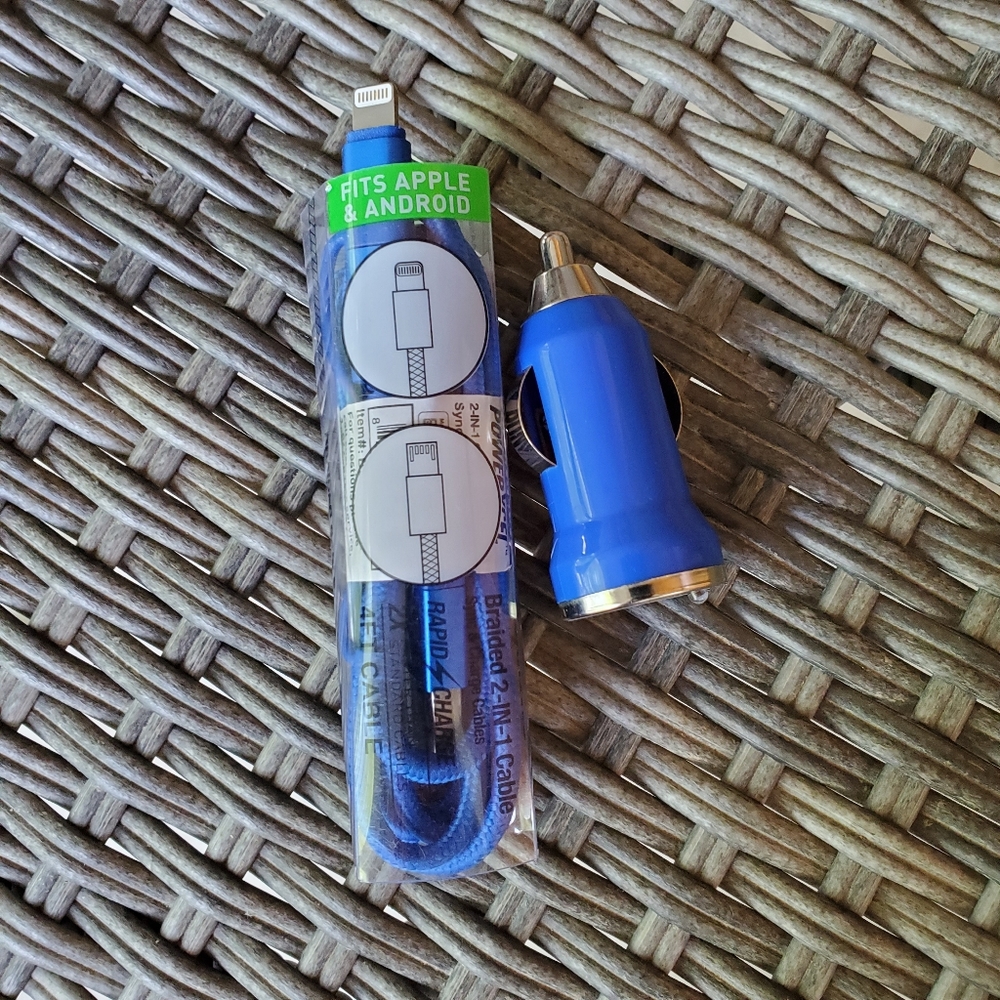 Braided 2- in - 1 cable & car Charger